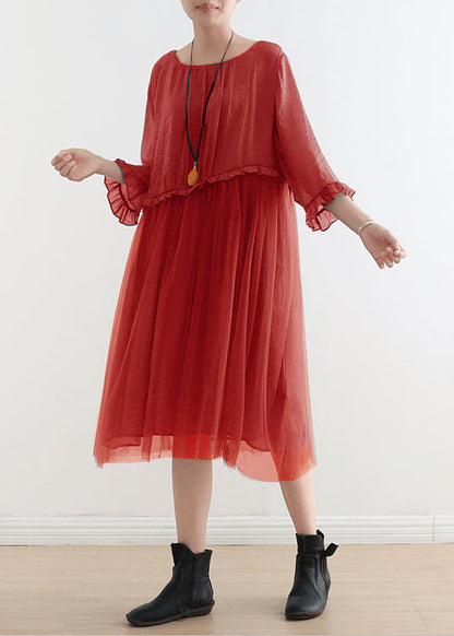 Blue-green Leaves Tull Maxi Dresses Patchwork Chiffon Summer Dresses