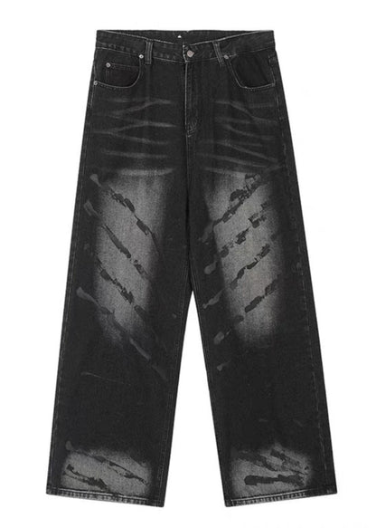 Retro Black High Wais Denim Wide Leg Pants
