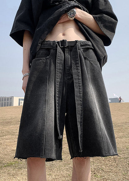 Retro Blue Pockets High Waist Denim Shorts Summer