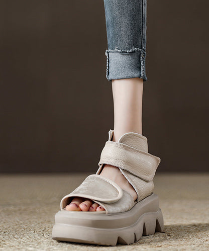 Retro Chocolate Splicing Platform Sandals Peep Toe