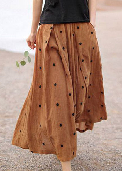 Retro Print4 Pockets Linen Skirt Summer