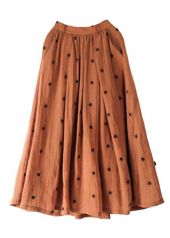 Retro Print4 Pockets Linen Skirt Summer