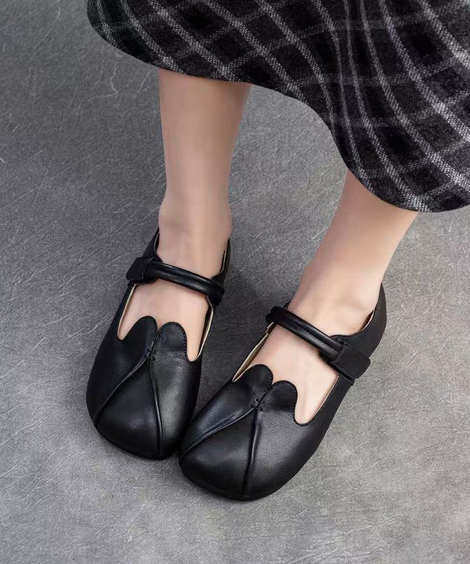 Retro Style Brown Sheepskin Soft Soled Flats Shoes