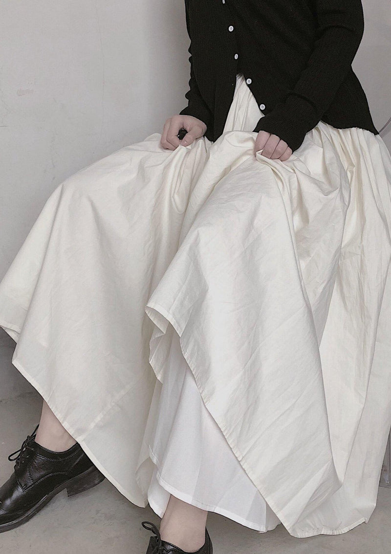 Retro Pleated Skirt White Half Skirt