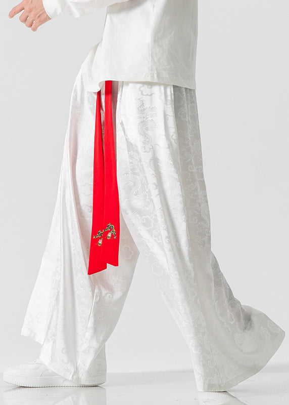 Retro Style Loose Royal Blue Wide Leg Skirt Pants for Summer
