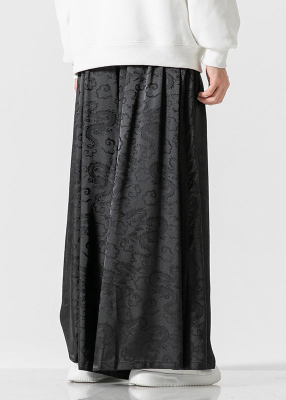 Retro Style Loose Royal Blue Wide Leg Skirt Pants for Summer