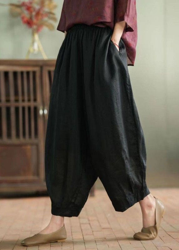 Retro Wine Red Print Tops and Pants Patchwork Linen Two Pieces Set Summer