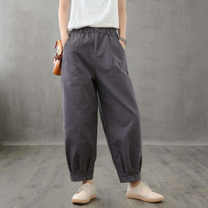 Retro Brown Pants Loose New Cropped Trousers