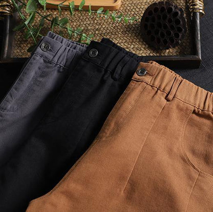 Retro Brown Pants Loose New Cropped Trousers