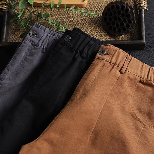 Retro Brown Pants Loose New Cropped Trousers