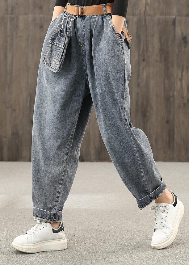 Retro Denim Blue Autumn New Trousers Harem Pants