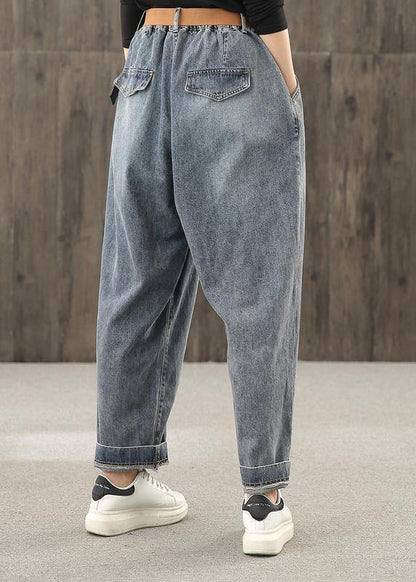 Retro Denim Blue Autumn New Trousers Harem Pants