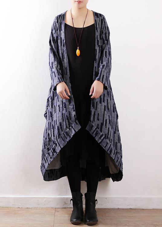 Retro Temperament Windbreaker Mid-length Irregular Text Blue Jacket Windbreaker