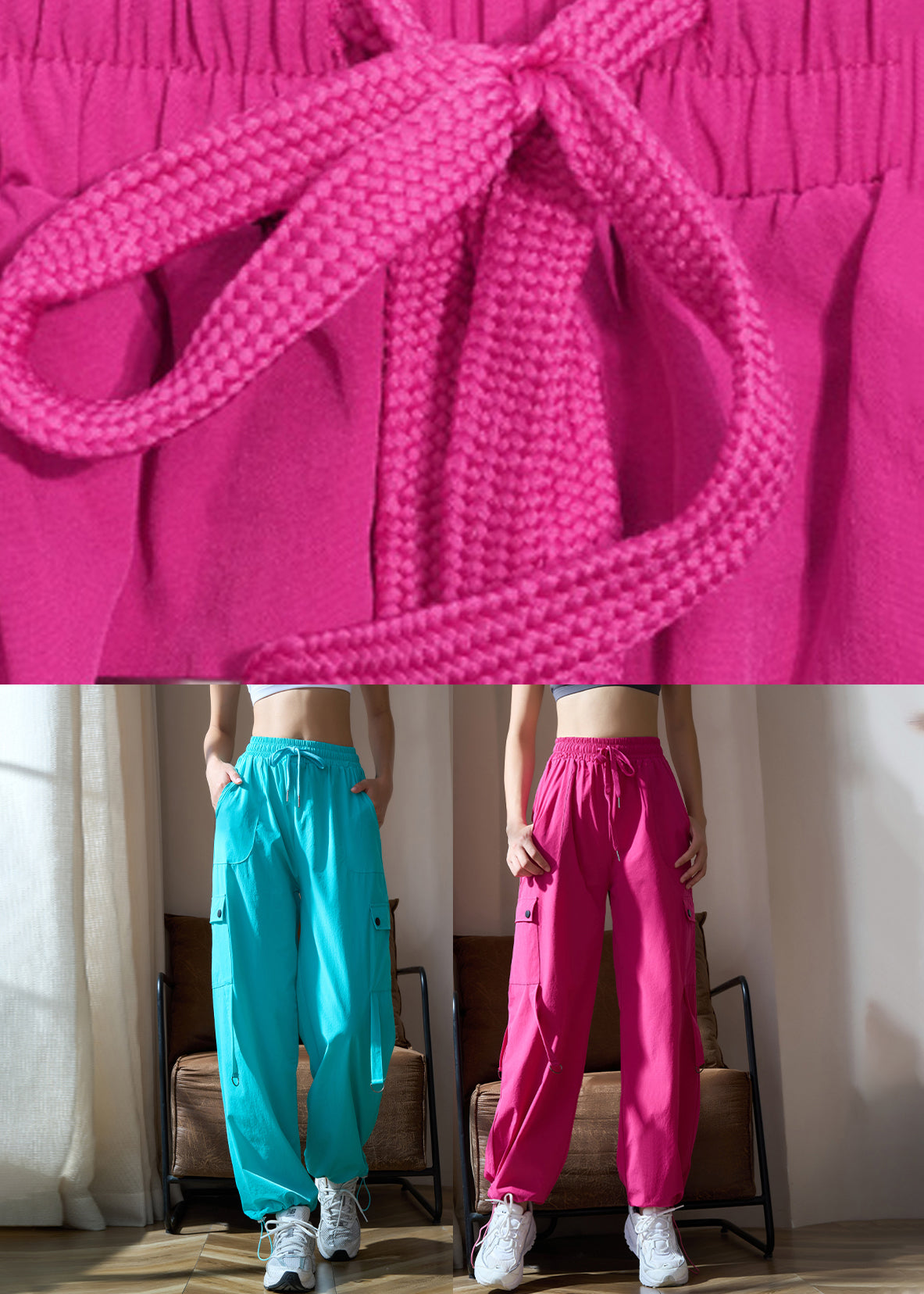 Rose High Waist Drawstring Workout Gym Yoga Lantern Pants