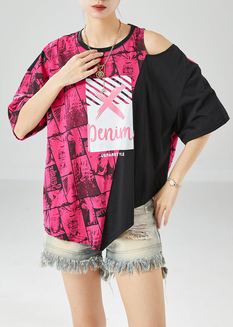 Rose Patchwork Cotton Tanks Off the Shoulder Print Summer