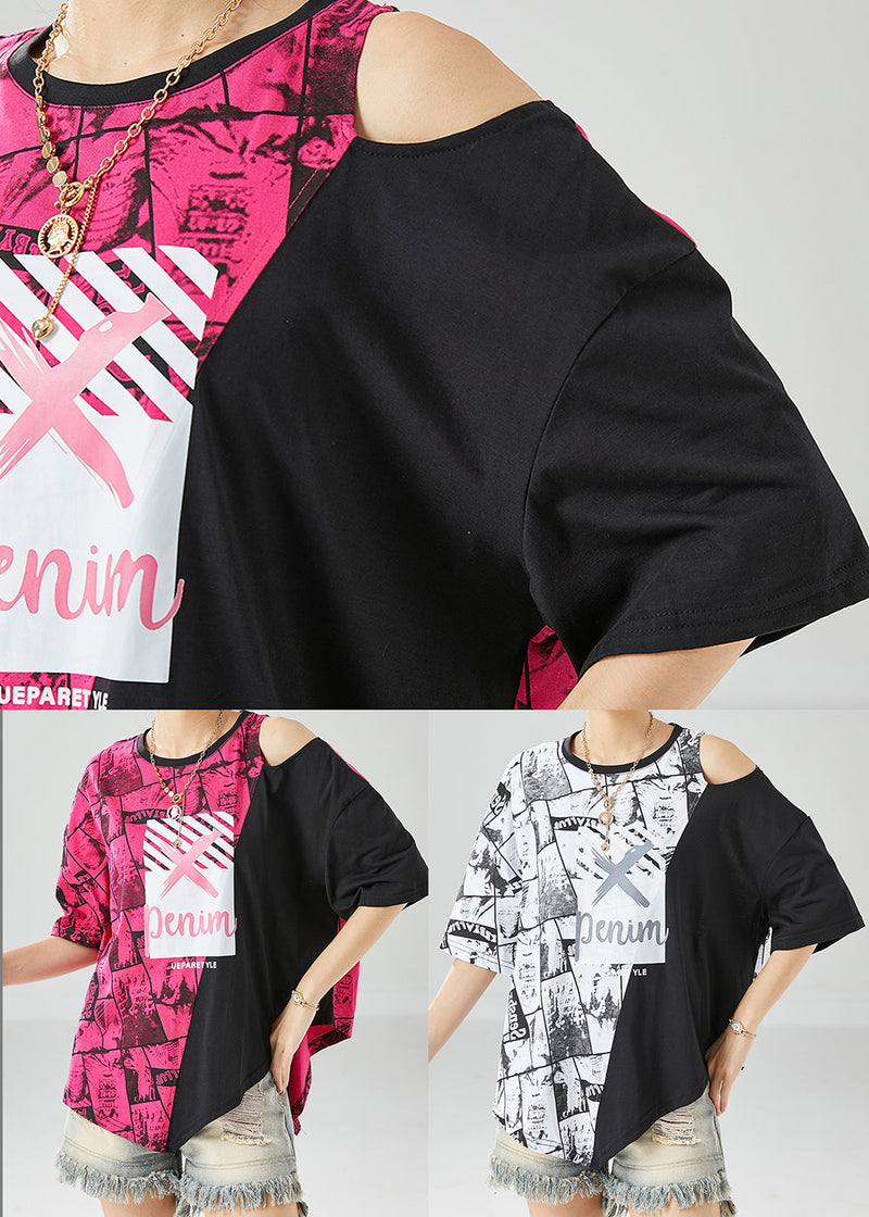 Rose Patchwork Cotton Tanks Off the Shoulder Print Summer