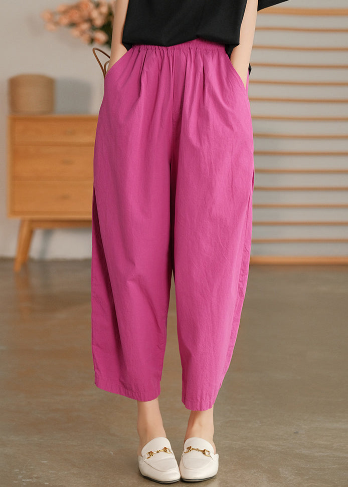 Rose Pockets Loose Harem Pants Elastic Waist Spring