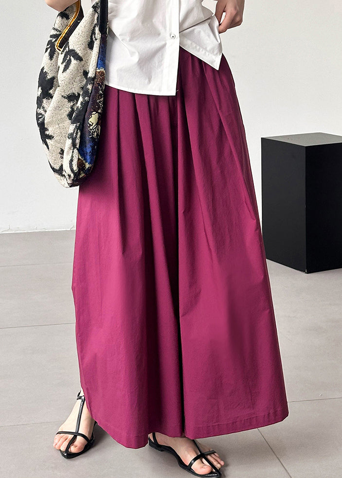Rose Loose Cotton Wide Leg Pants Elastic Waist
