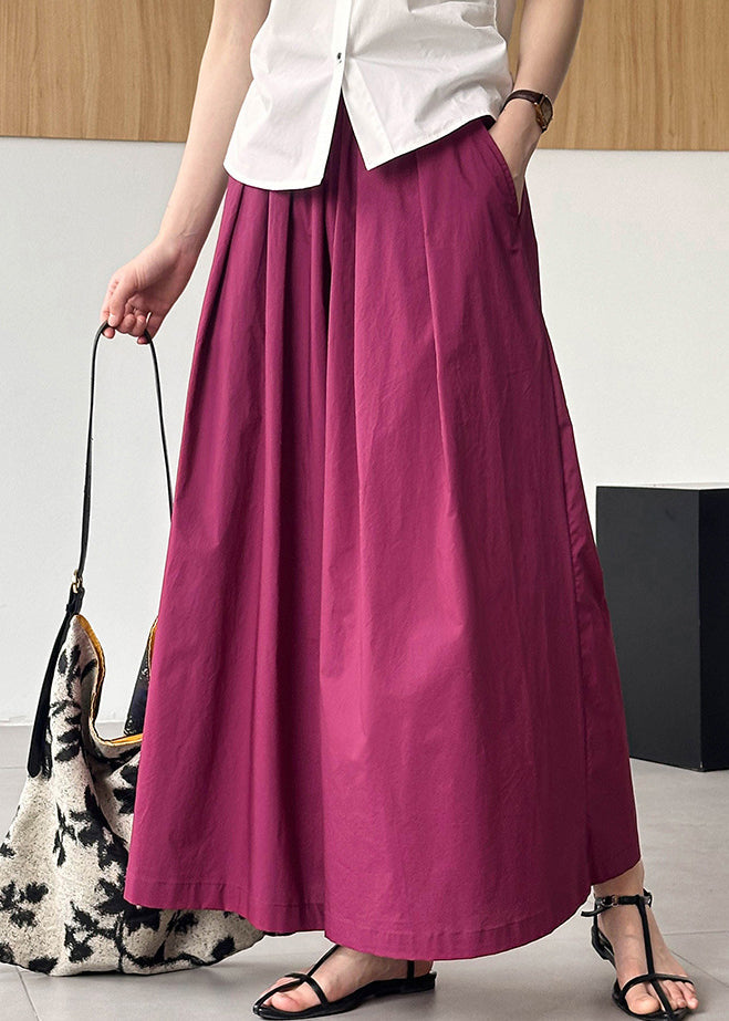 Rose Loose Cotton Wide Leg Pants Elastic Waist