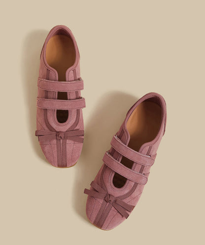 Rose Suede Splicing Flat Shoes for