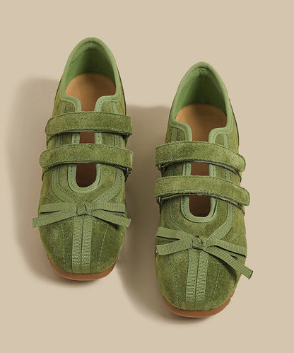 Rose Suede Splicing Flat Shoes for
