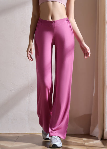 Rose Wrinkled Elastic Waist Groove Pants