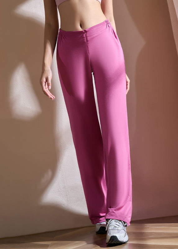 Rose Wrinkled Elastic Waist Groove Pants