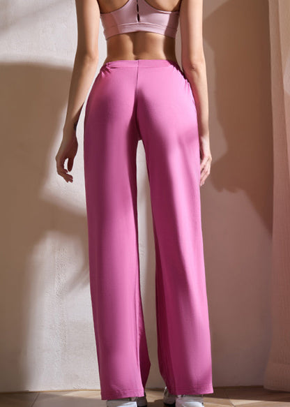 Rose Wrinkled Elastic Waist Groove Pants