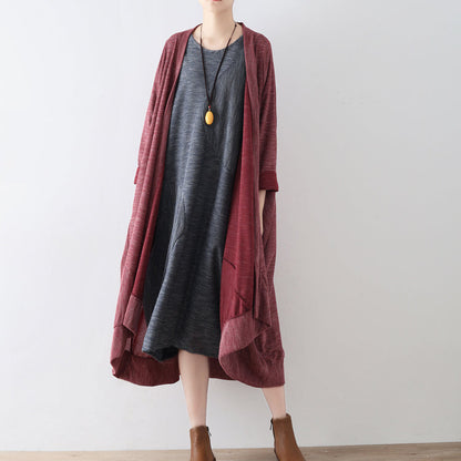 Ruby Stripe Cotton Cardigans Long Coats Oversized Cotton Clothing