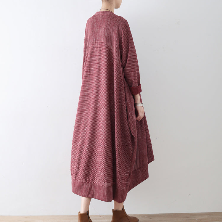 Ruby Stripe Cotton Cardigans Long Coats Oversized Cotton Clothing