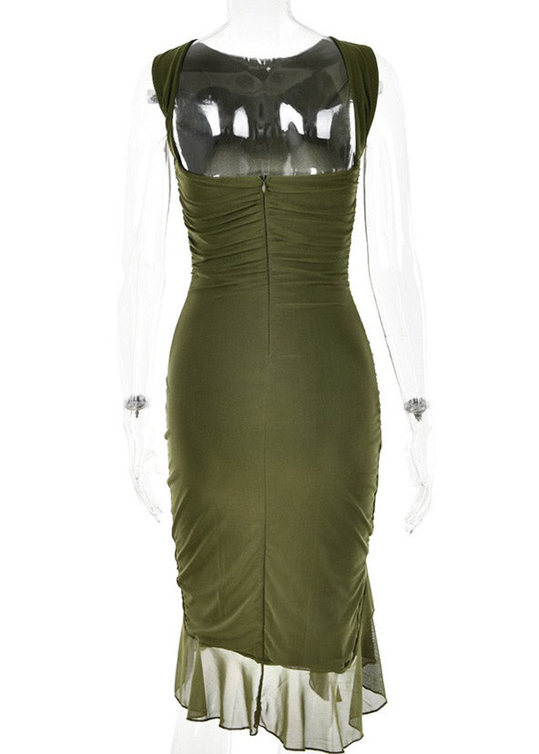 Ruched Dress Robe Summer Backless Club Party Dress