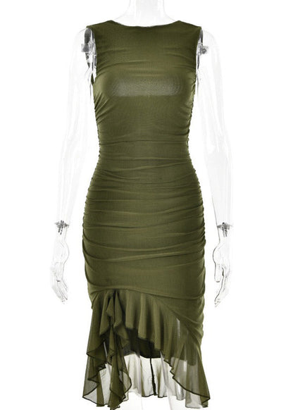 Ruched Dress Robe Summer Backless Club Party Dress