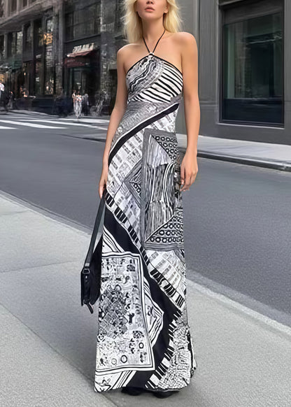Backless Print Halter Beach Dresses Summer