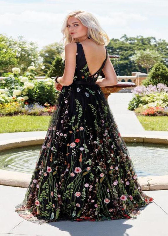 Black Embroideried Patchwork Chiffon Dress Summer