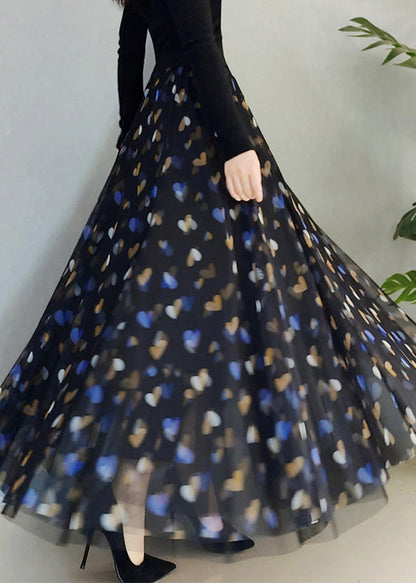 Black High Waist Tulle a Line Skirt Spring