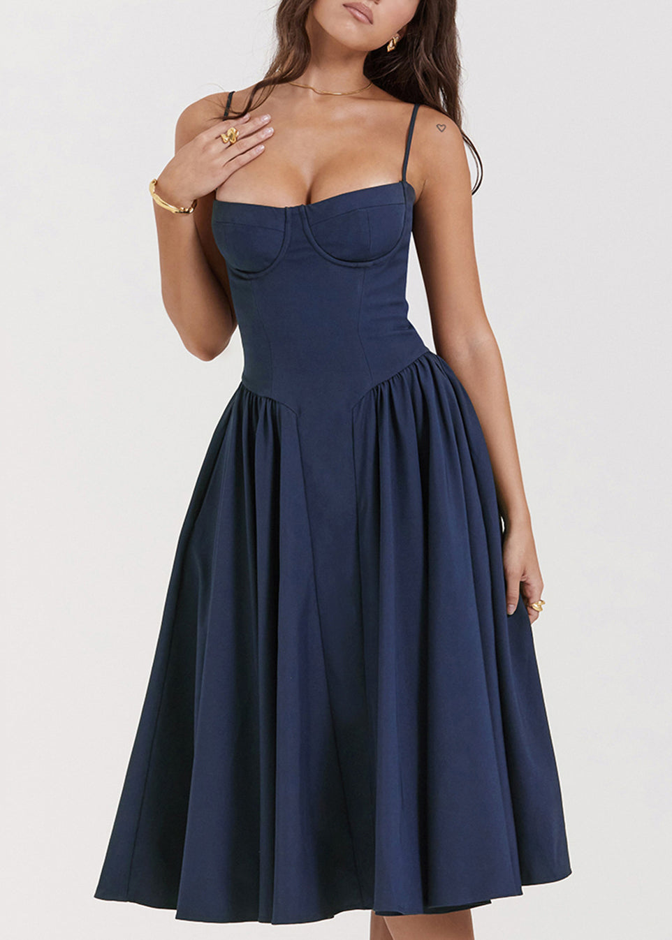 Black Bustier Top Cotton Spaghetti Strap Dress Sleeveless