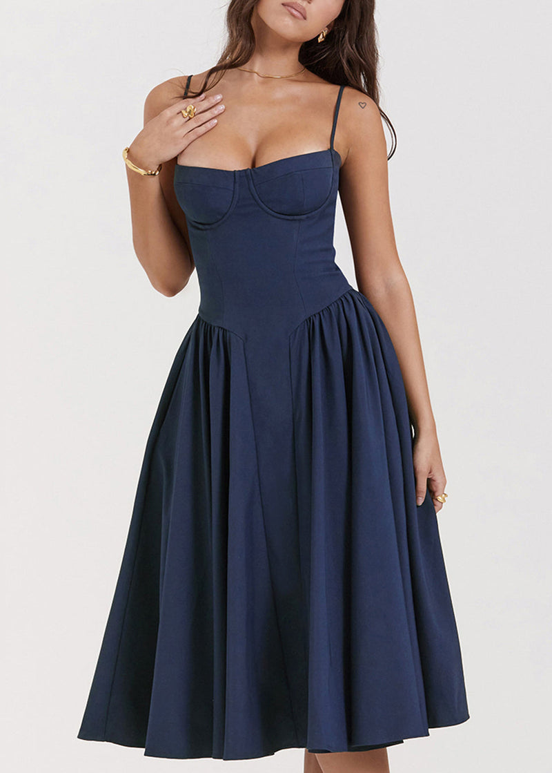 Black Bustier Top Cotton Spaghetti Strap Dress Sleeveless