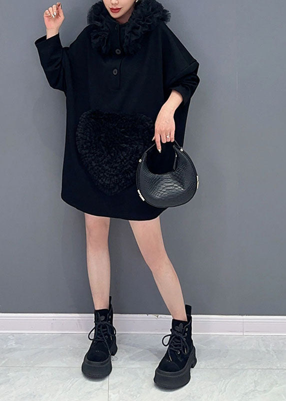 Rose O-neck Love Tulle Patchwork Pullover Fall
