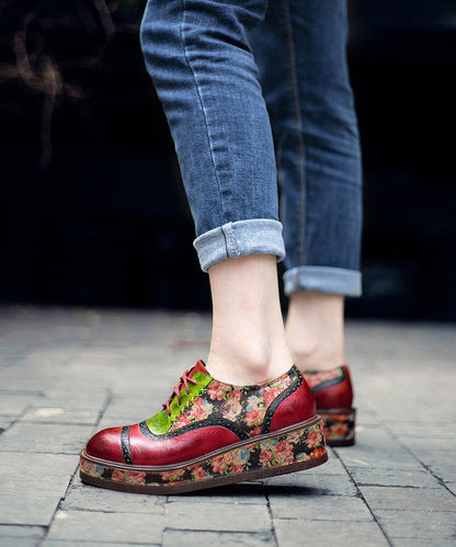 Sheepskin Printed European and American Style Lace Up Shoes