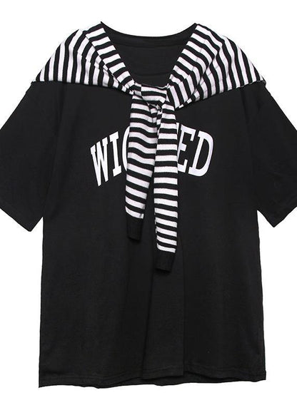 Short-sleeved T-shirt Summer Dress Loose Large Size Compassionate Two-piece Shirt With Shawl