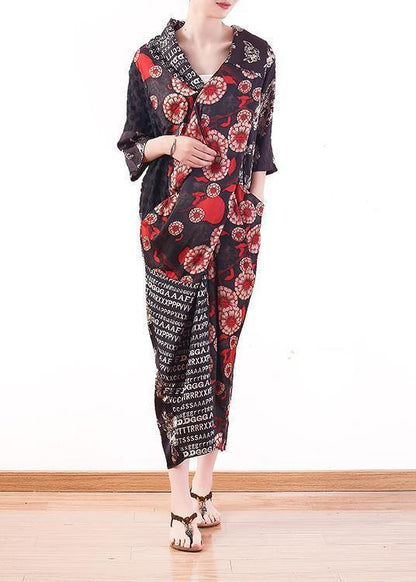 Silk Red Printed Chest Cross Letter Dress Loose Clothing