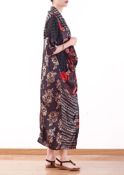 Silk Red Printed Chest Cross Letter Dress Loose Clothing