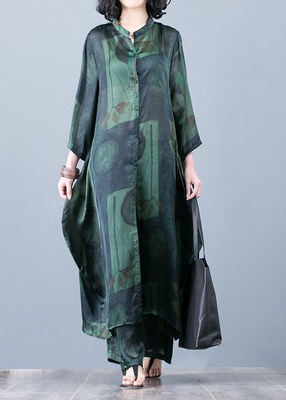 Suit Large Size Was Thin Red Printed Chiffon Female Wide-leg Pants Two-piece Suit