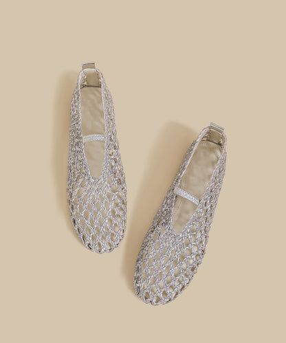 Silver Hollow Out Breathable Splicing New Sandals