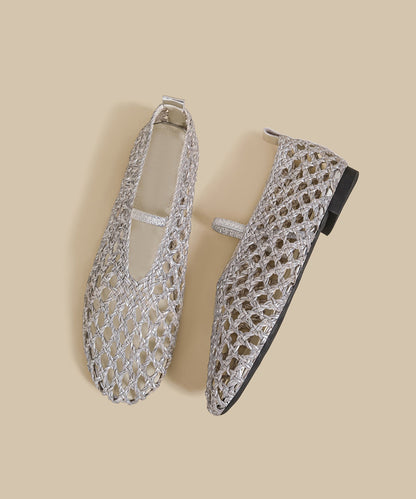 Silver Hollow Out Breathable Splicing New Sandals