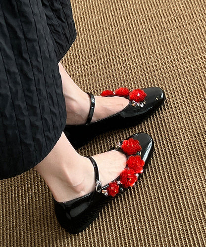 Silver Sheepskin Flat Shoes Splicing Buckle Strap
