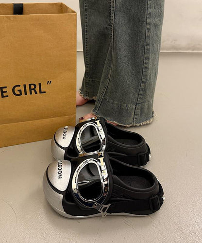 Silver Splicing Platform Slide Sandals