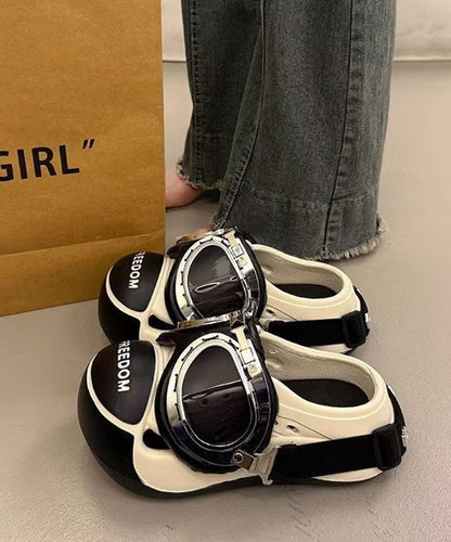 Silver Splicing Platform Slide Sandals