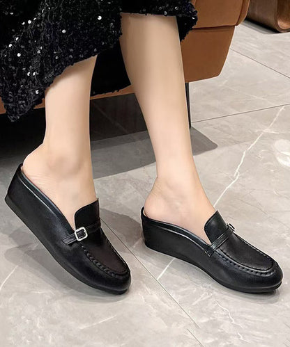 Silver Wedge Faux Leather Splicing Slide Sandals