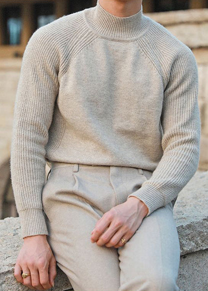 Simple Apricot Turtleneck Cozy Knit Sweater Tops Winter